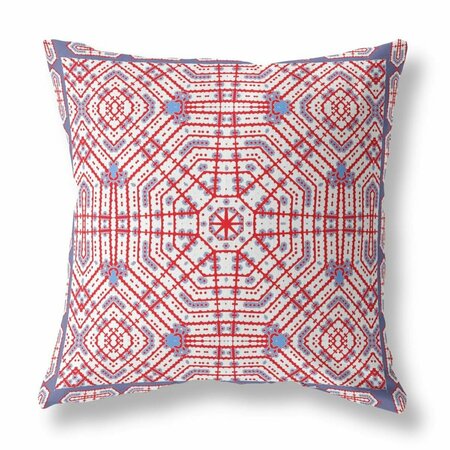 PALACEDESIGNS 16 in. Geostar Indoor & Outdoor Throw Pillow Red & White PA3095925